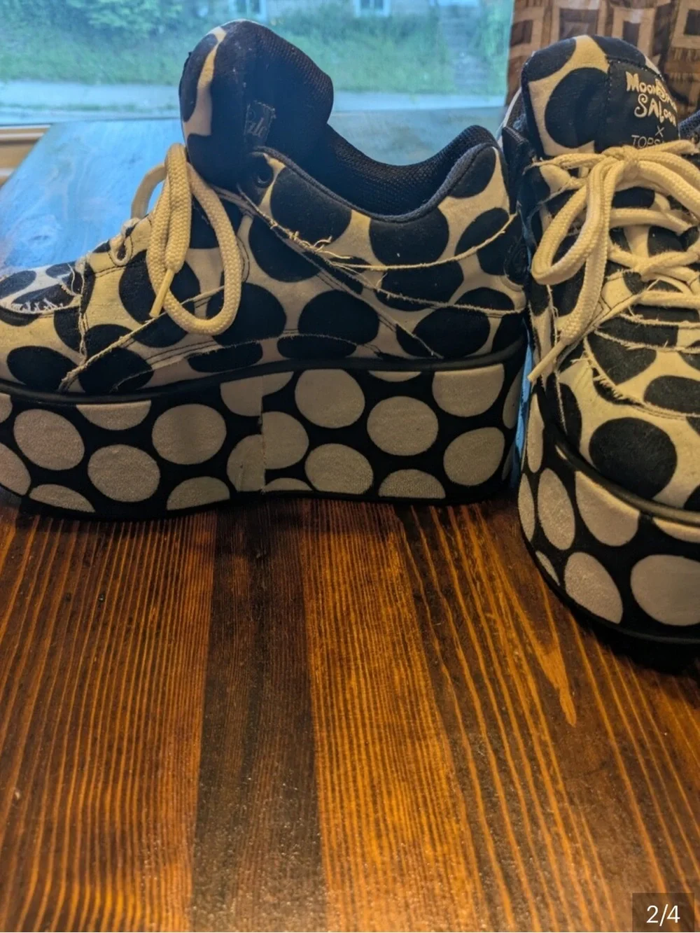 Buffalo Black and White Polka Dot Platform Sneakers
